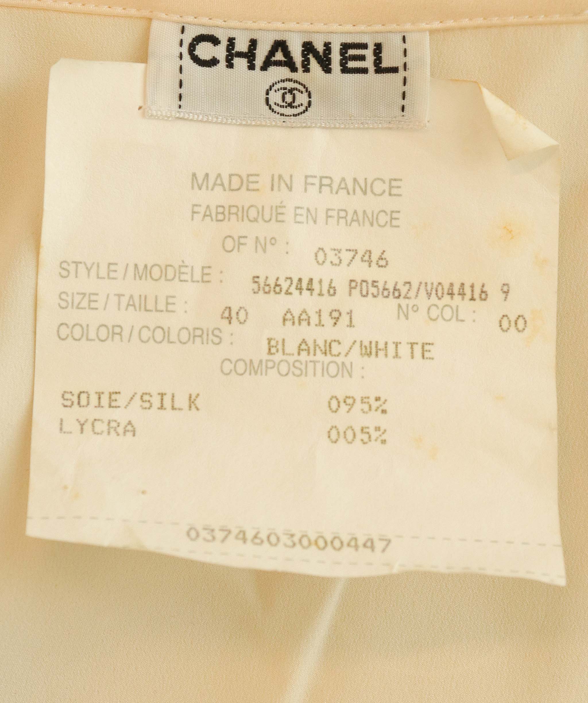 Chanel Chanel Silk Short Sleeve Tshirt Blouse Ivory Button