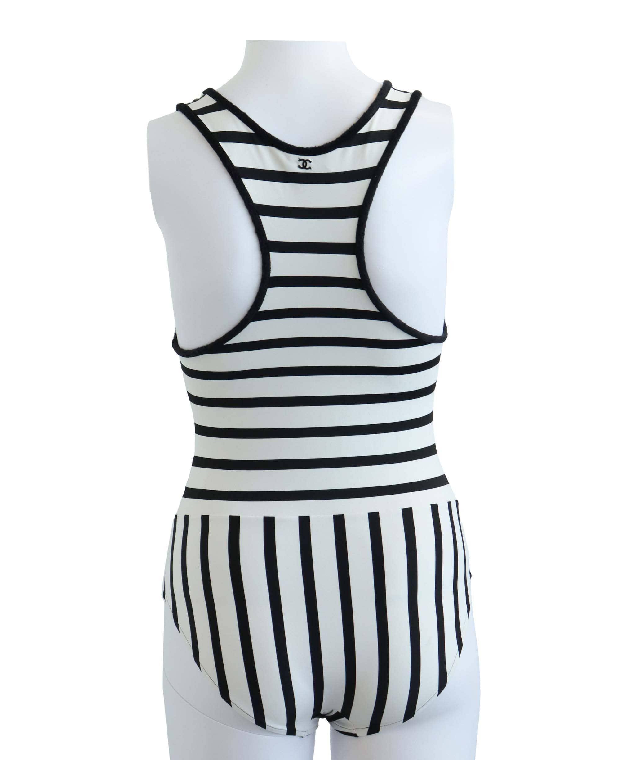 Chanel CHANEL SWIMSUIT WHITE STRIPED WHITE SIZE 36 ASC7279