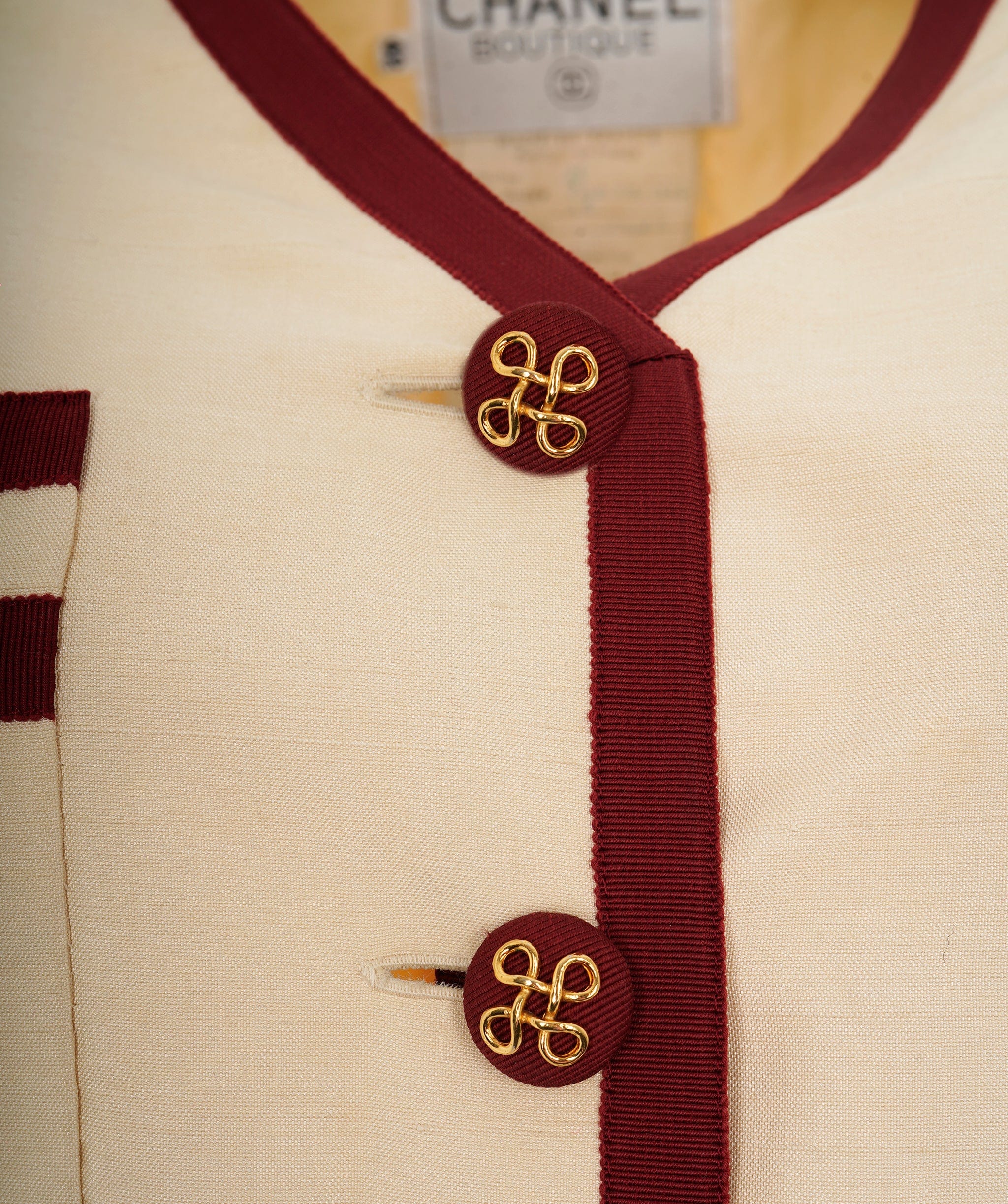 Chanel Chanel Vintage 1980's Burgundy Trim Suiting Jacket AKL0064