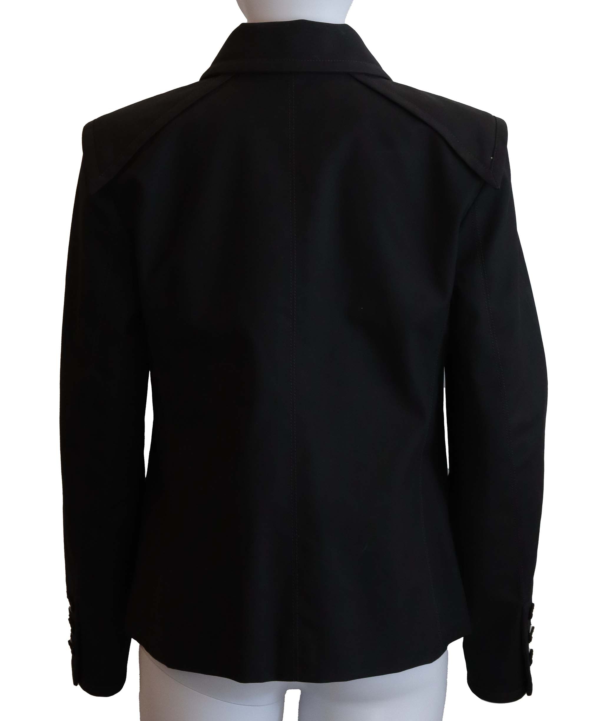 Chanel Chanel Waxed Coating Black Jacket with Camelia Buttons