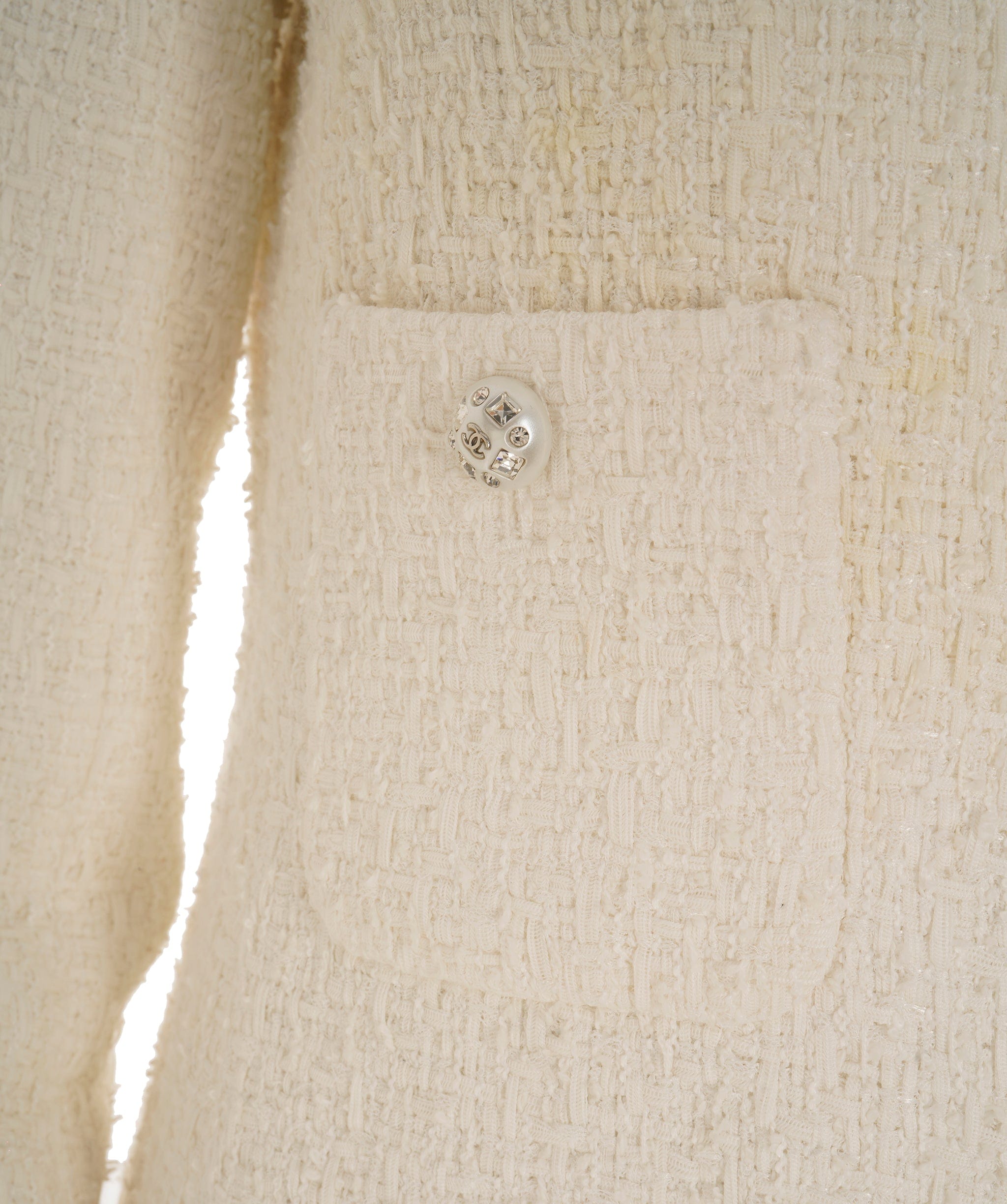 Chanel Chanel White CC Tweed Blazer Collarless RRP £4500 ALC2968