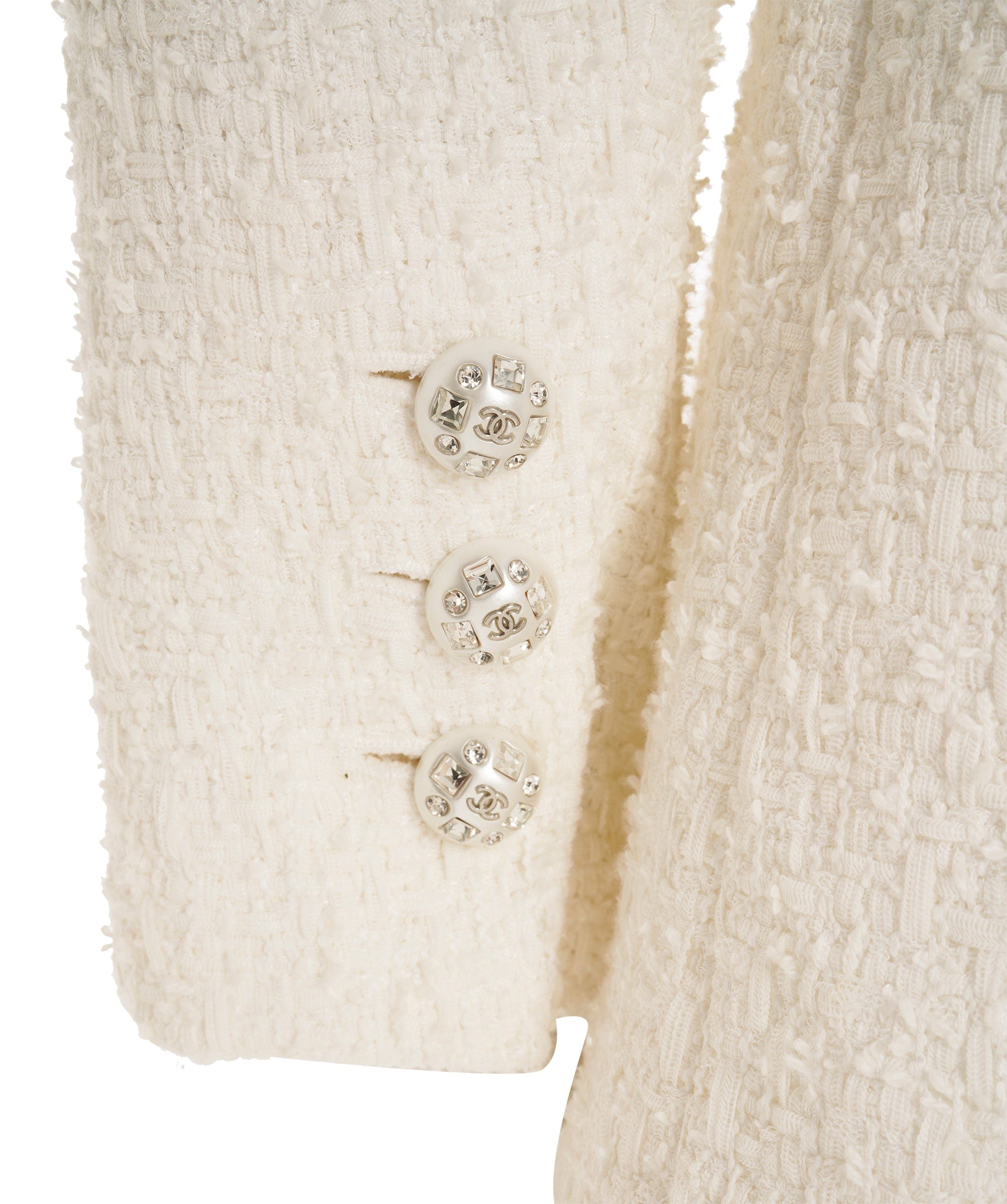 Chanel Chanel White CC Tweed Blazer Collarless RRP £4500 ALC2968