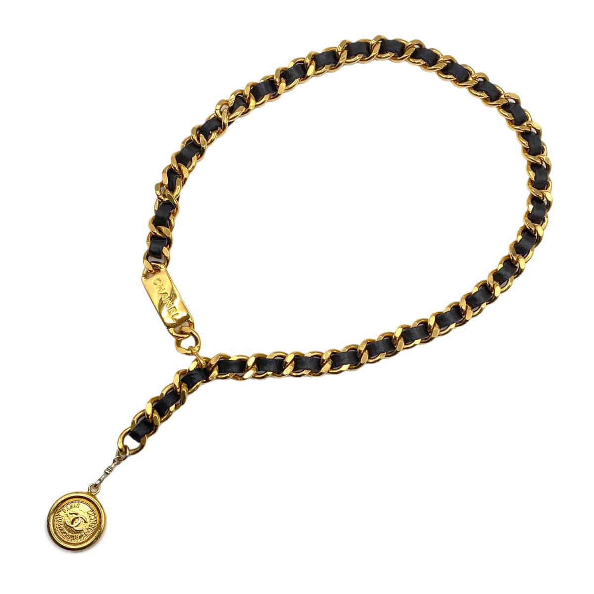 Chanel Reserved LK CHANEL VINTAGE CHAIN BELT LEATHER COCOMARK ACCESSORY 90269693