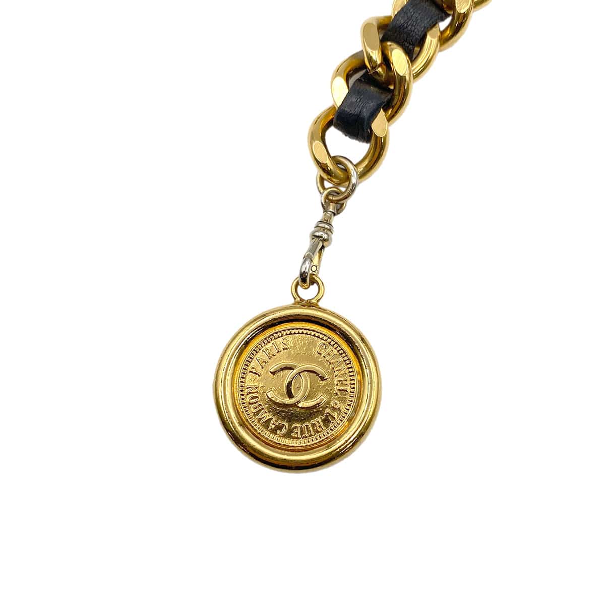 Chanel Reserved LK CHANEL VINTAGE CHAIN BELT LEATHER COCOMARK ACCESSORY 90269693