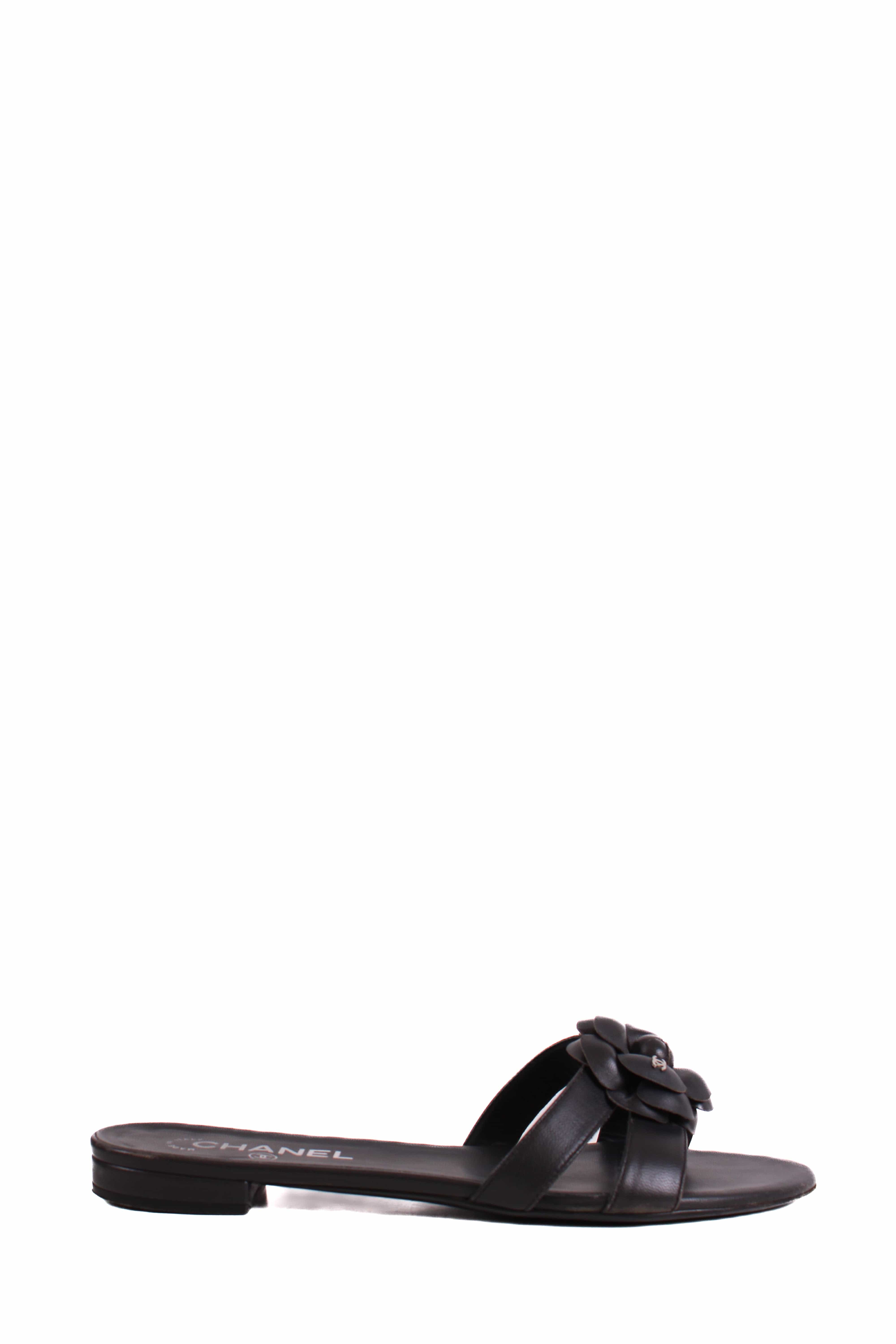 Chanel Chanel CC Camellia Sandals Black 38.5