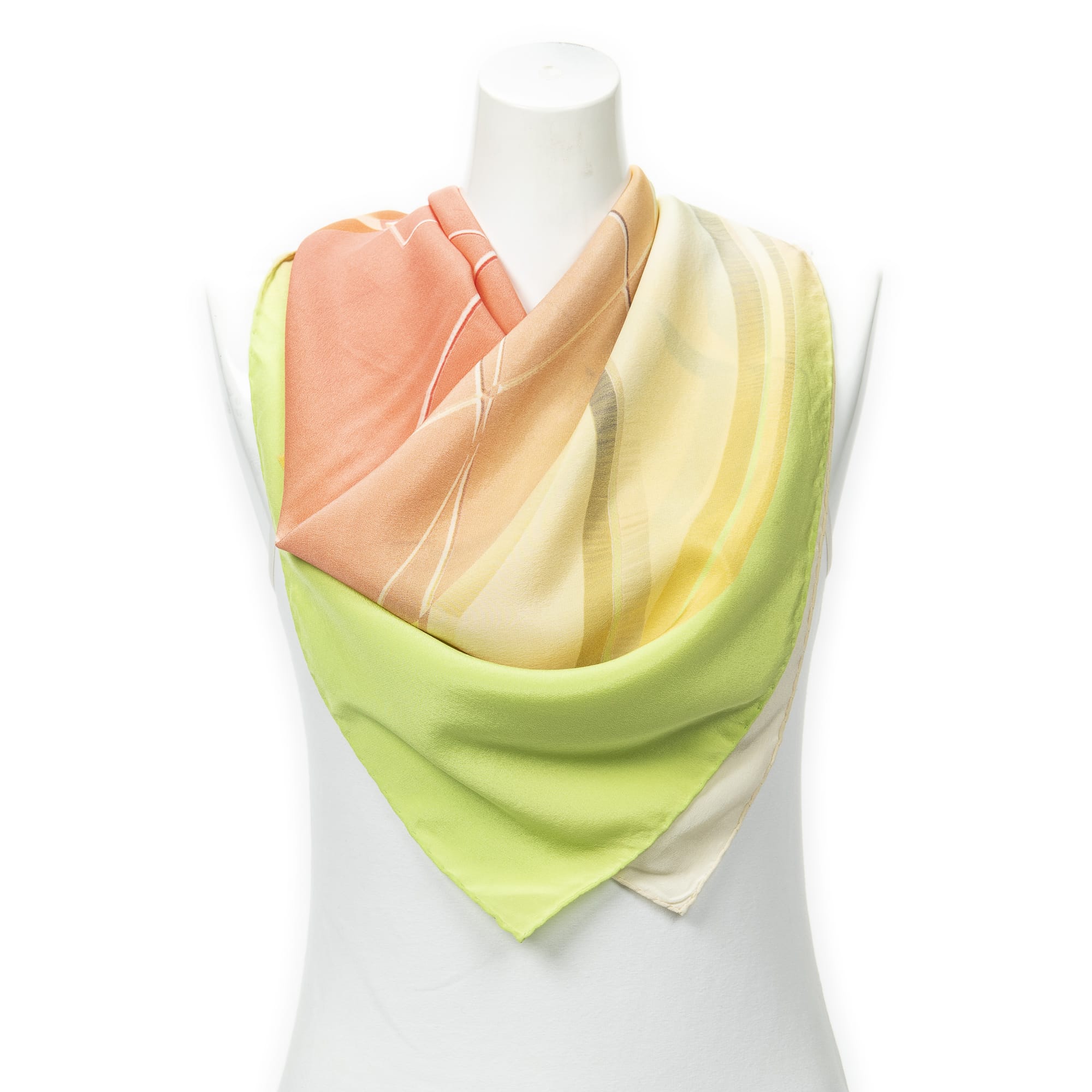 Chanel Chanel Red/Yellow/Green Silk Scarf ABC1375