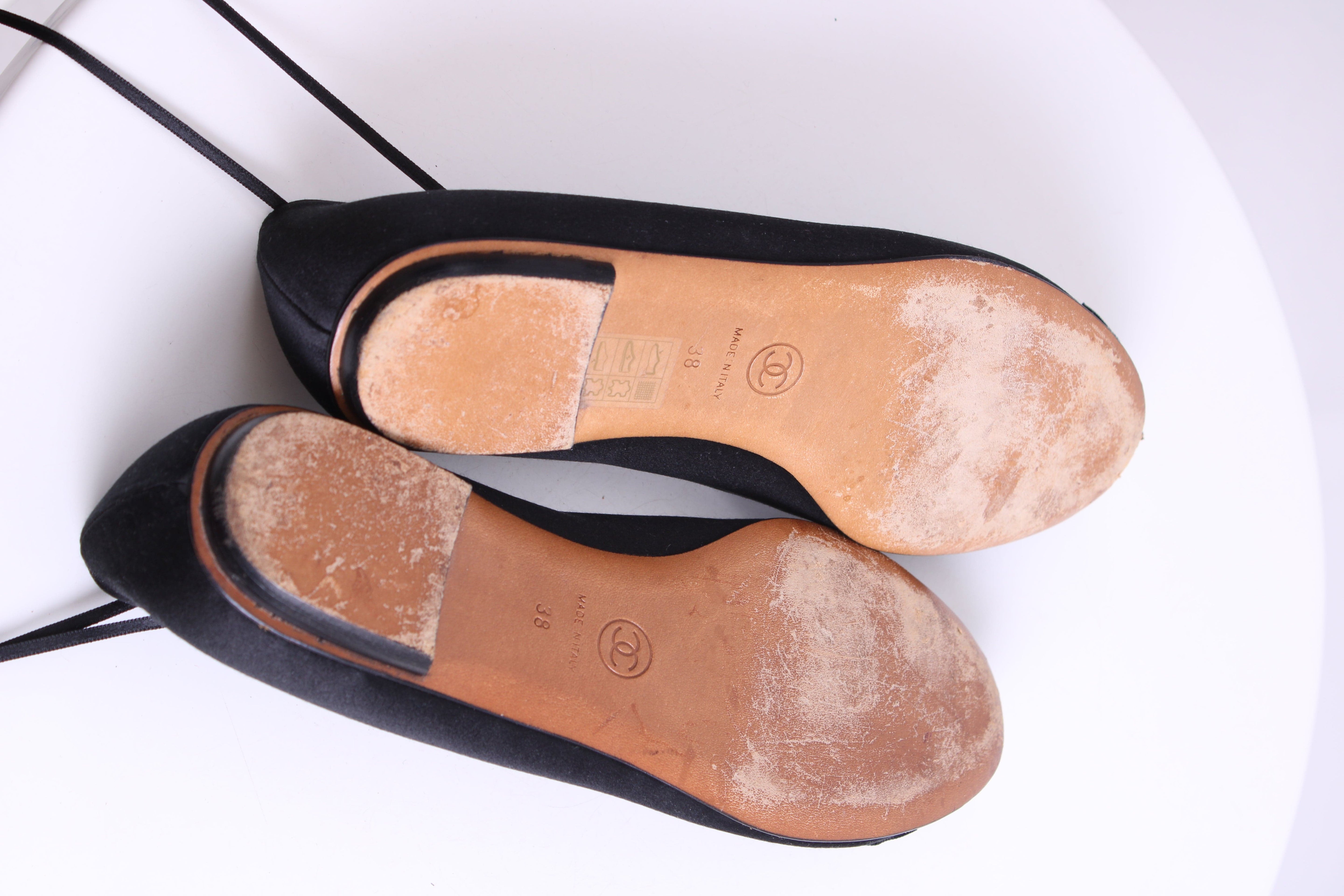 Chanel Chanel CC Ruffle Camellia Ballet Flats Black 38