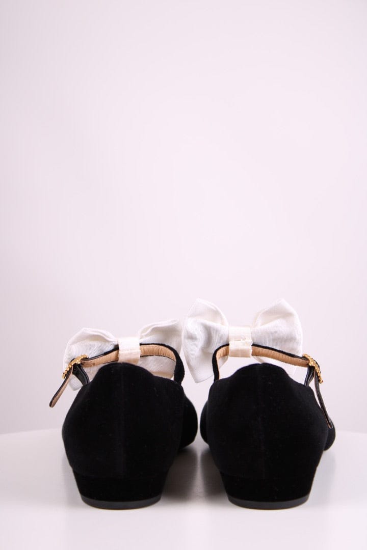Chanel Chanel Velvet Bow Mary Jane Flats Black 39.5