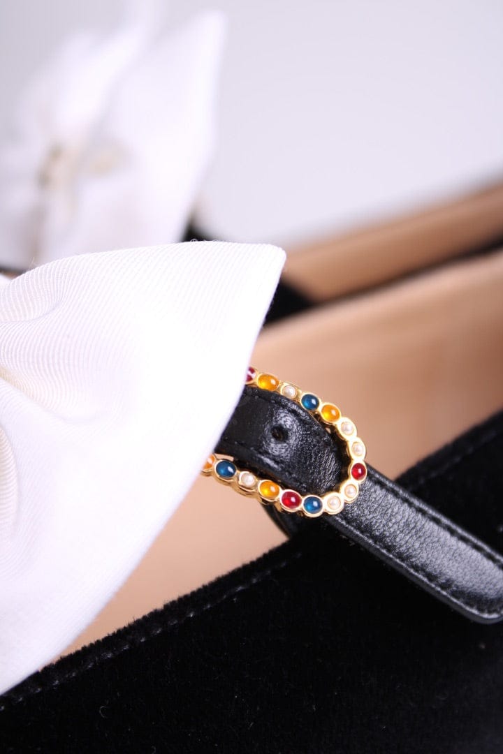 Chanel Chanel Velvet Bow Mary Jane Flats Black 39.5