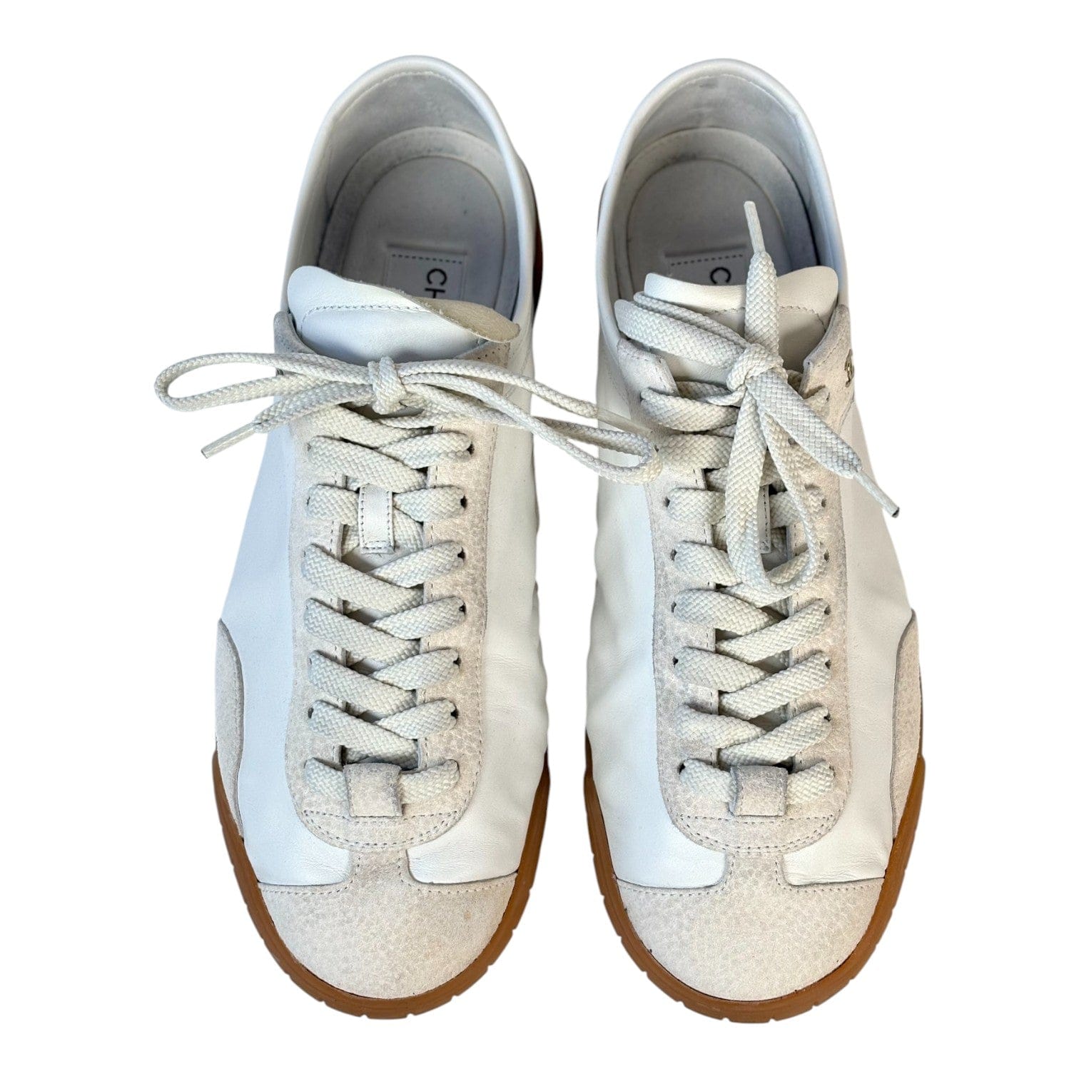 Chanel Chanel White Leather Trainers #38.5