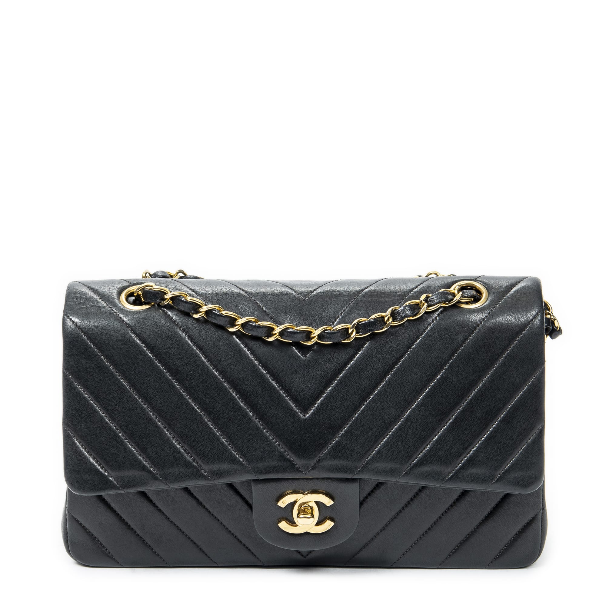Chanel Chanel Black Calf Leather Classic Double Flap ABB2228