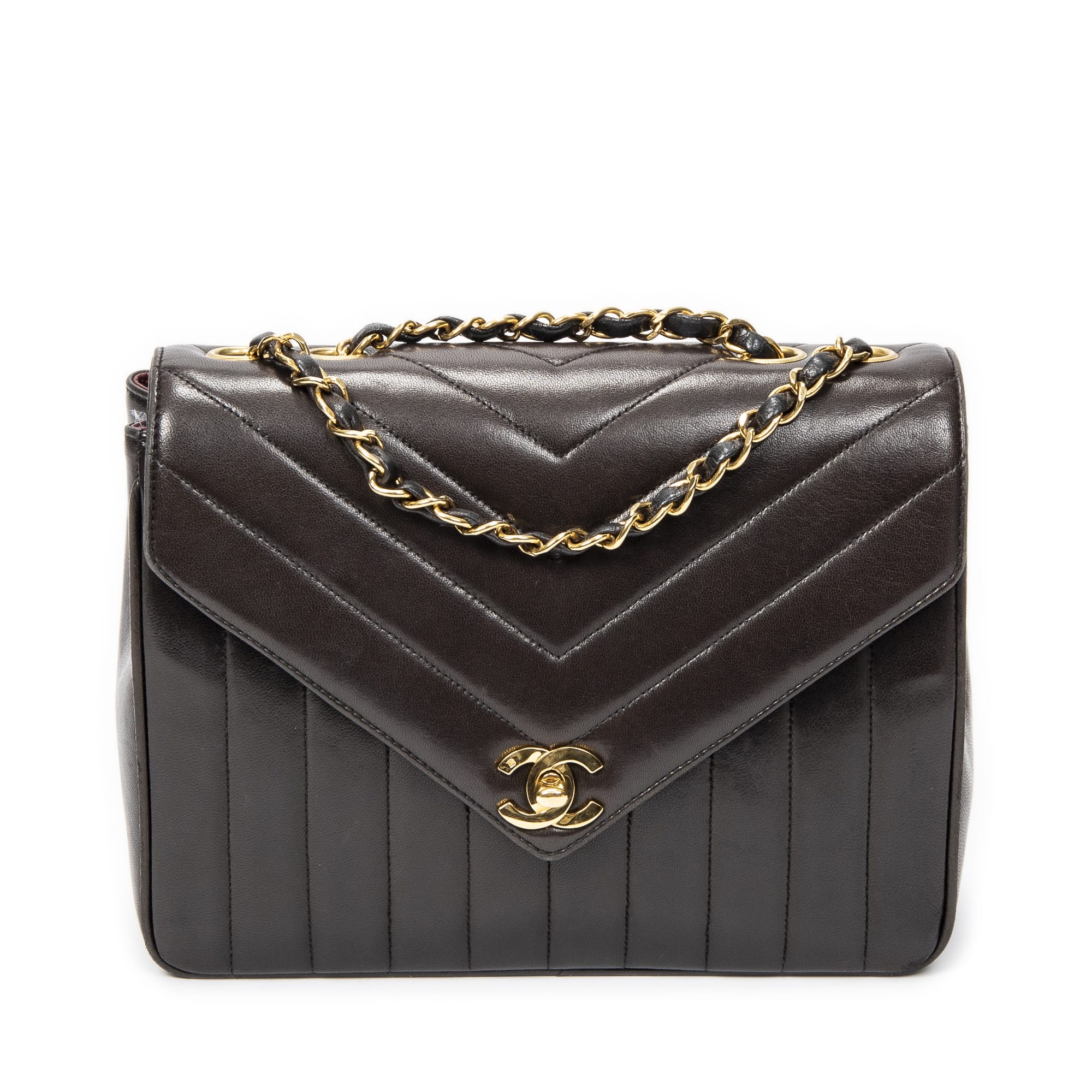 Chanel Chanel Black Calf Leather Envelope Chain Flap ABC1264
