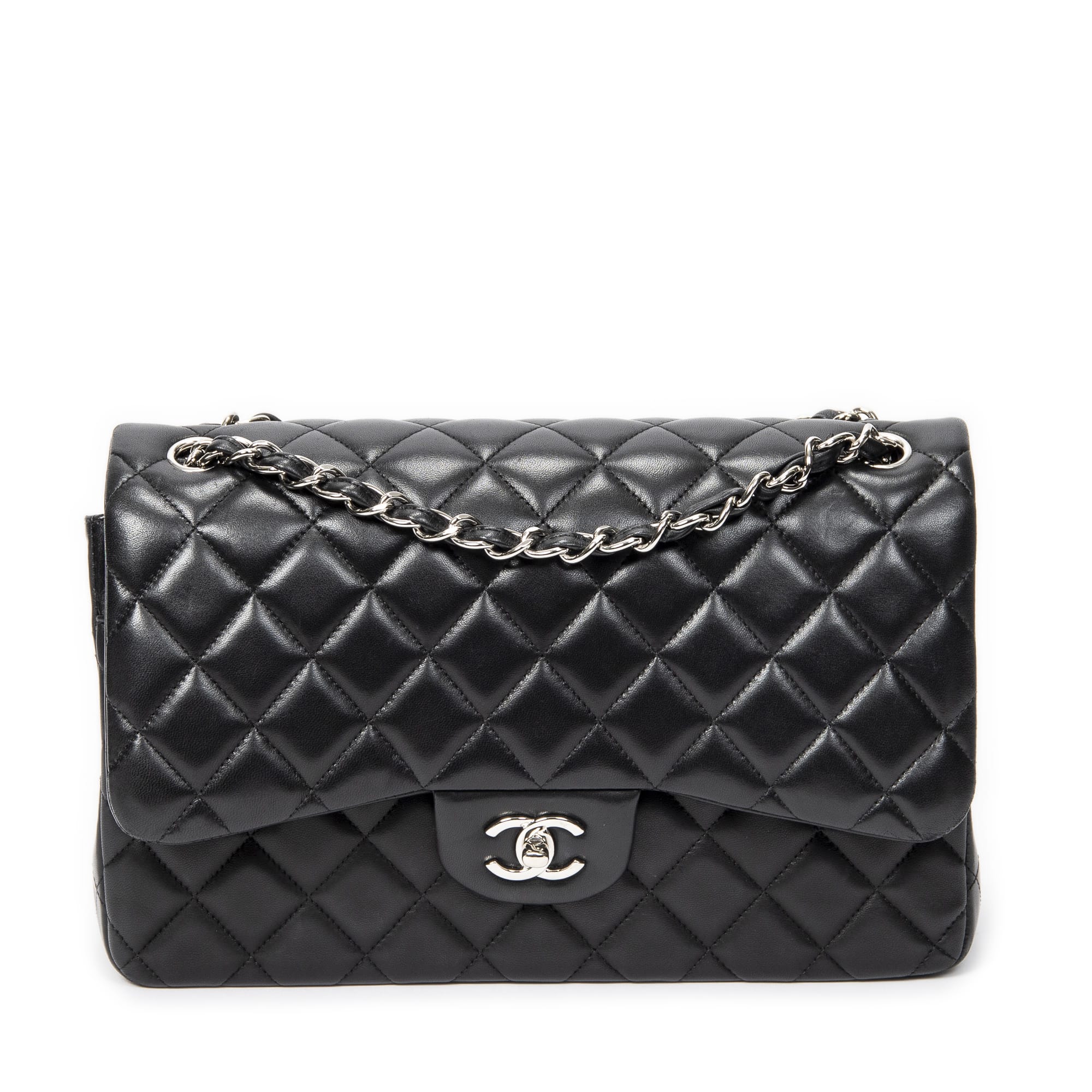 Chanel Chanel Black Calf Leather Jumbo Classic Double Flap ABC2188