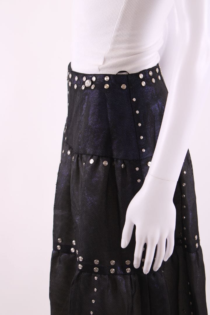 Chanel Chanel Mesh Layer Iridescent Stud Skirt Black/ Purple 10