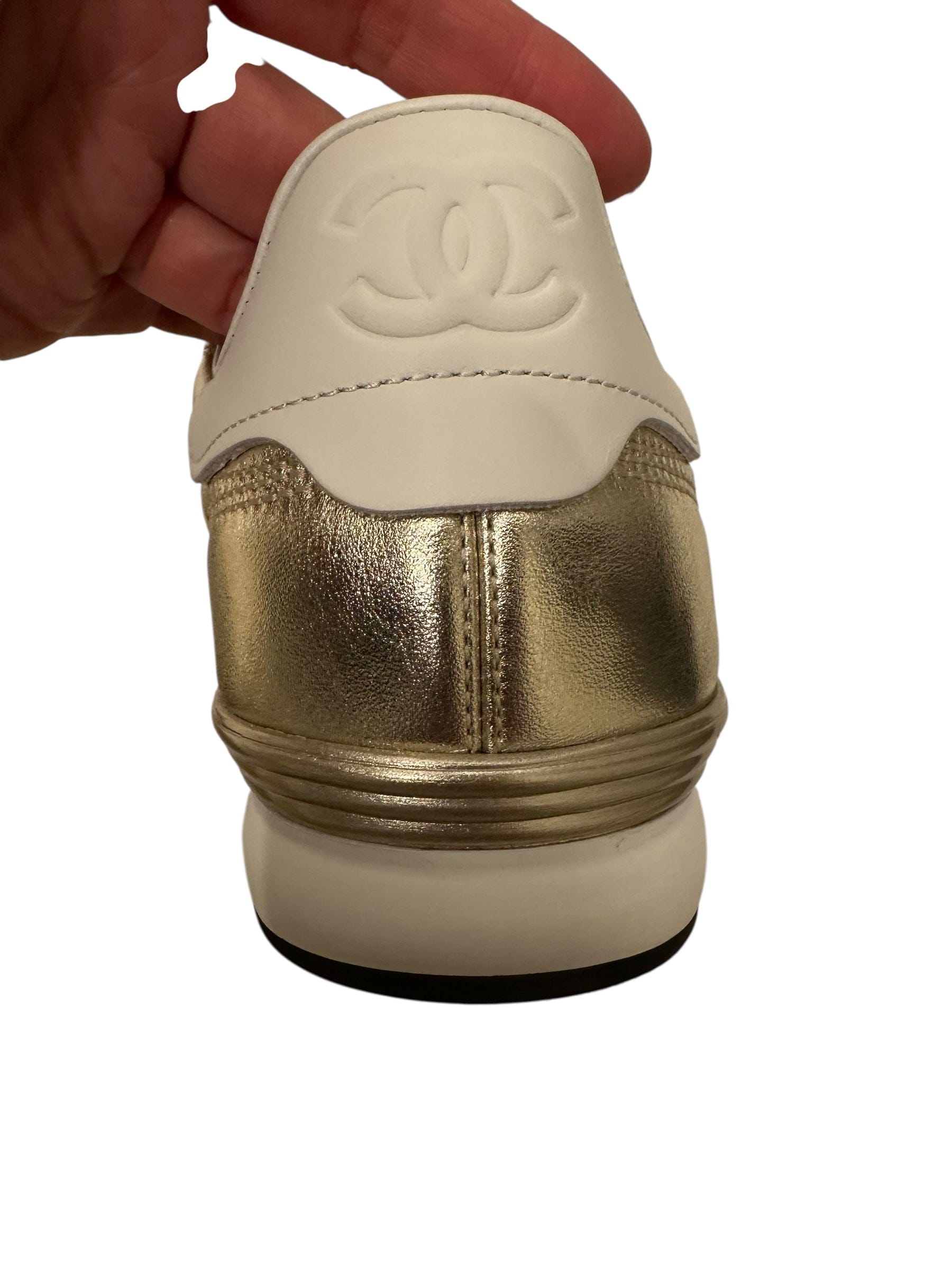 Chanel Chanel Gold Leather Sneakers 24A Size 37