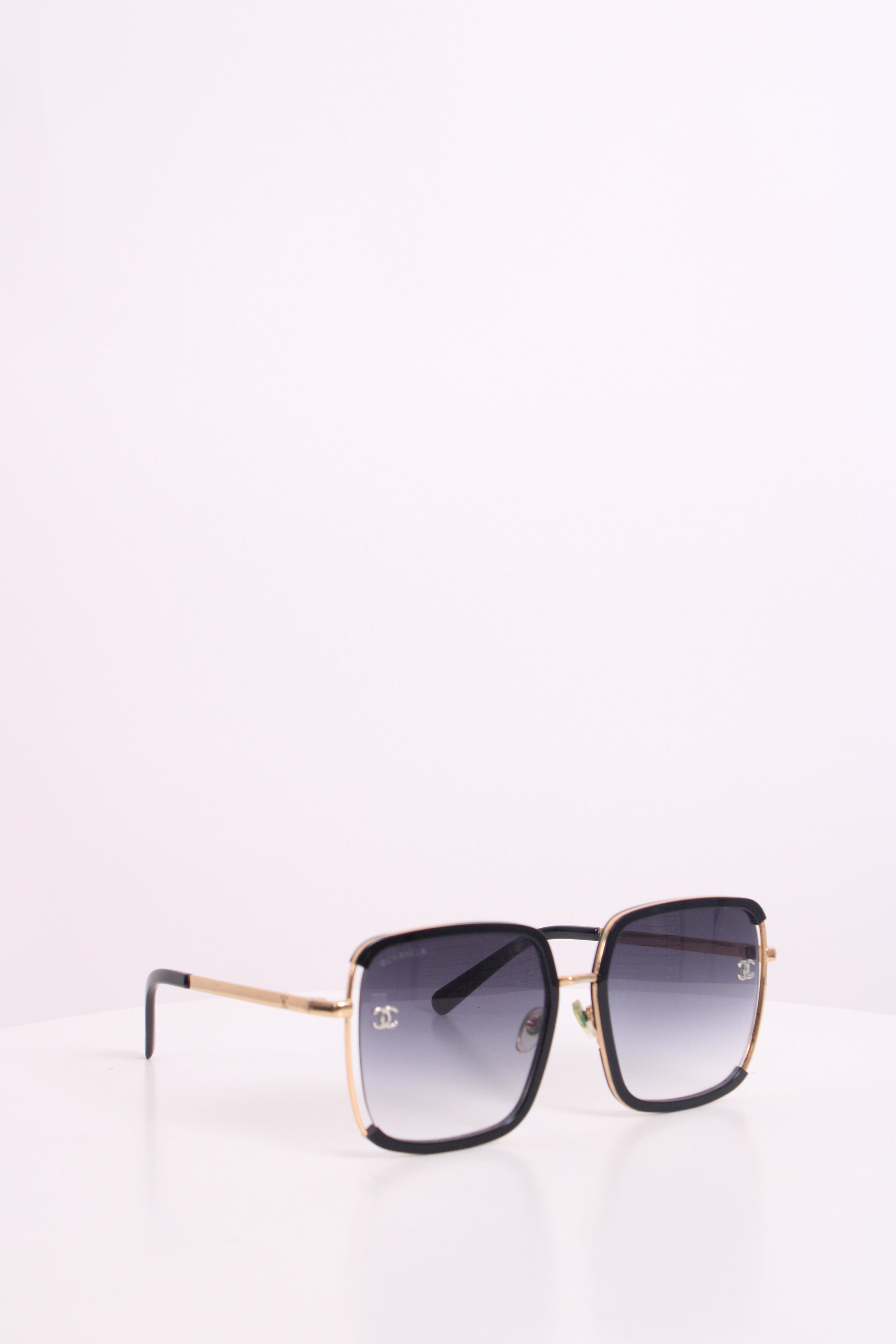 Chanel Chanel Square Frame Sunglasses Black/ Gold