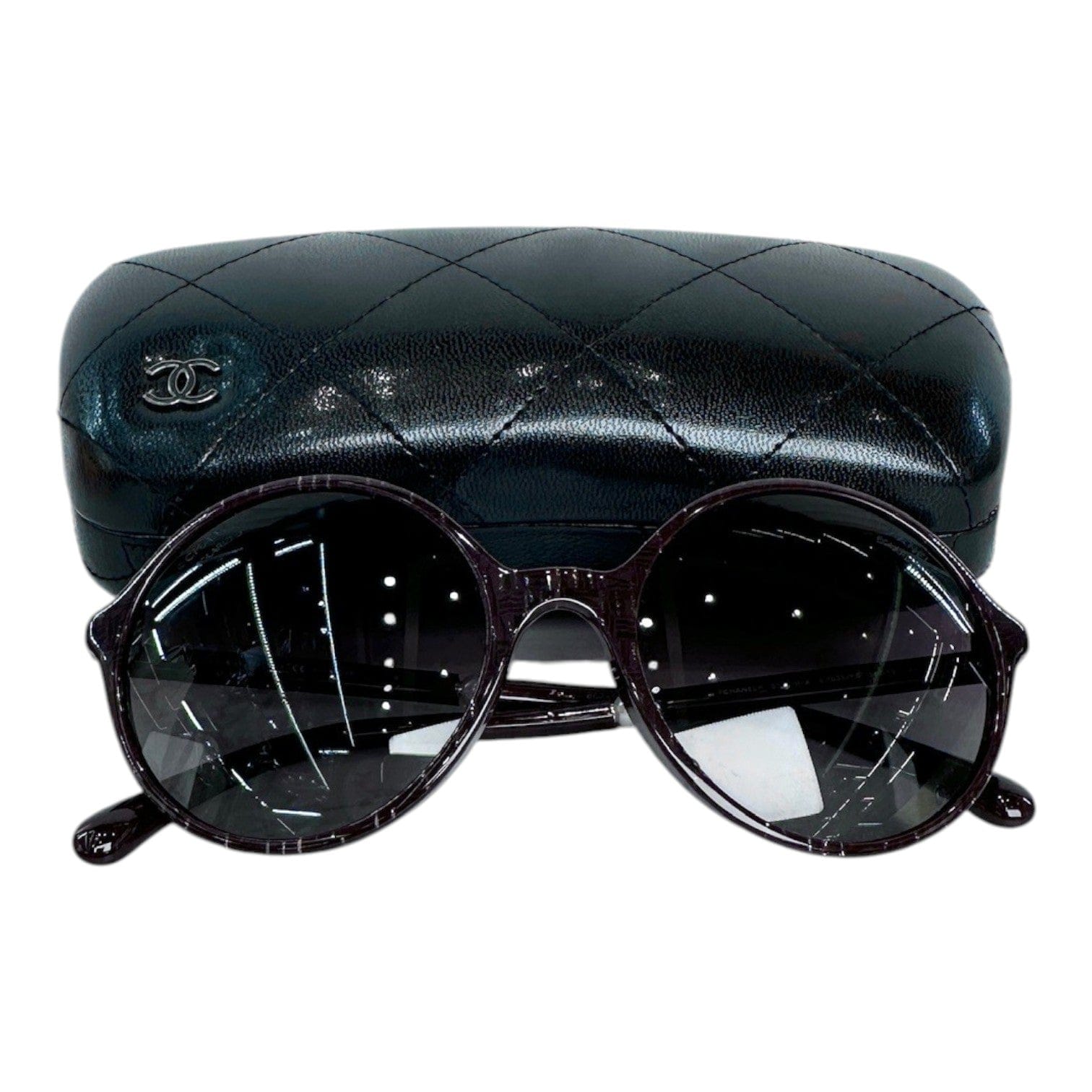 Chanel Chanel Sunglasses Round Purple with Pearl On Side