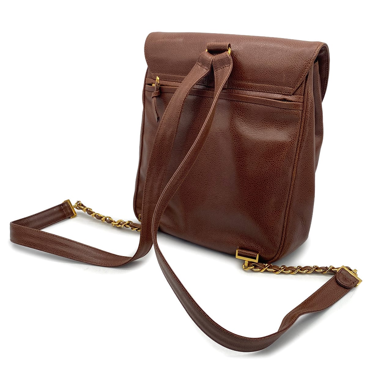 CHANEL VINTAGE BIG COCO CHAIN BACK PACK BROWN CAVIAR SKIN GOLD HARDWARE 90324764