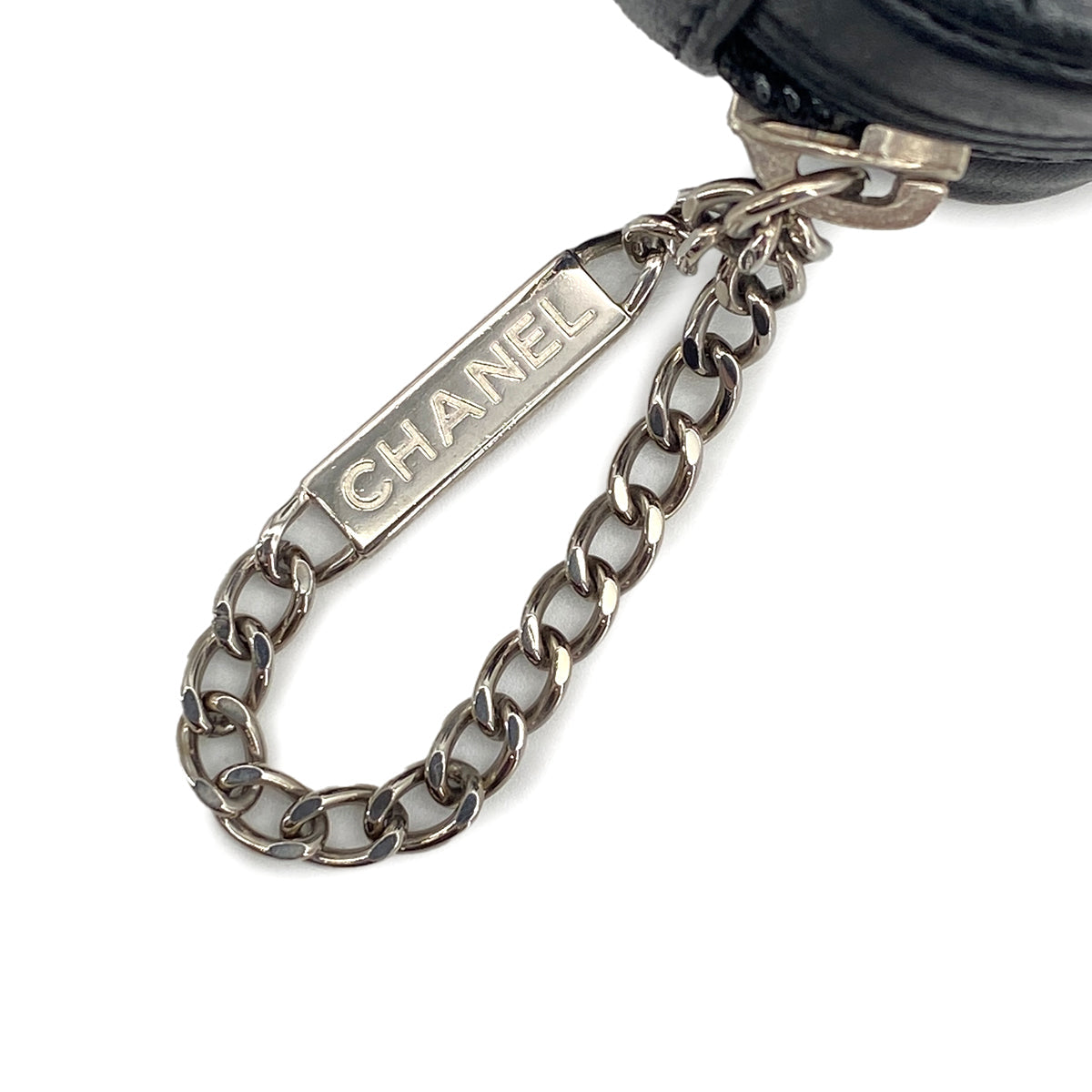 VINTAGE CHANEL CAMBON LINE SHOULDER BAG BLACK LEATHER SILVER HARDWARE 90311884