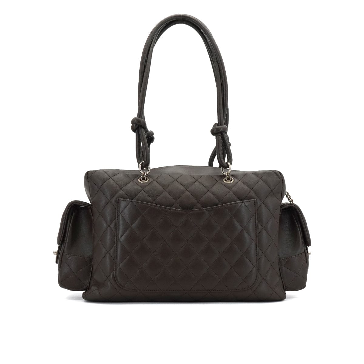 VINTAGE CHANEL CAMBON LINE MATELASSE MULTIPOCKET TOTE BAG BROWN BEIGE LEATHER SILVER HARDWARE 90339643