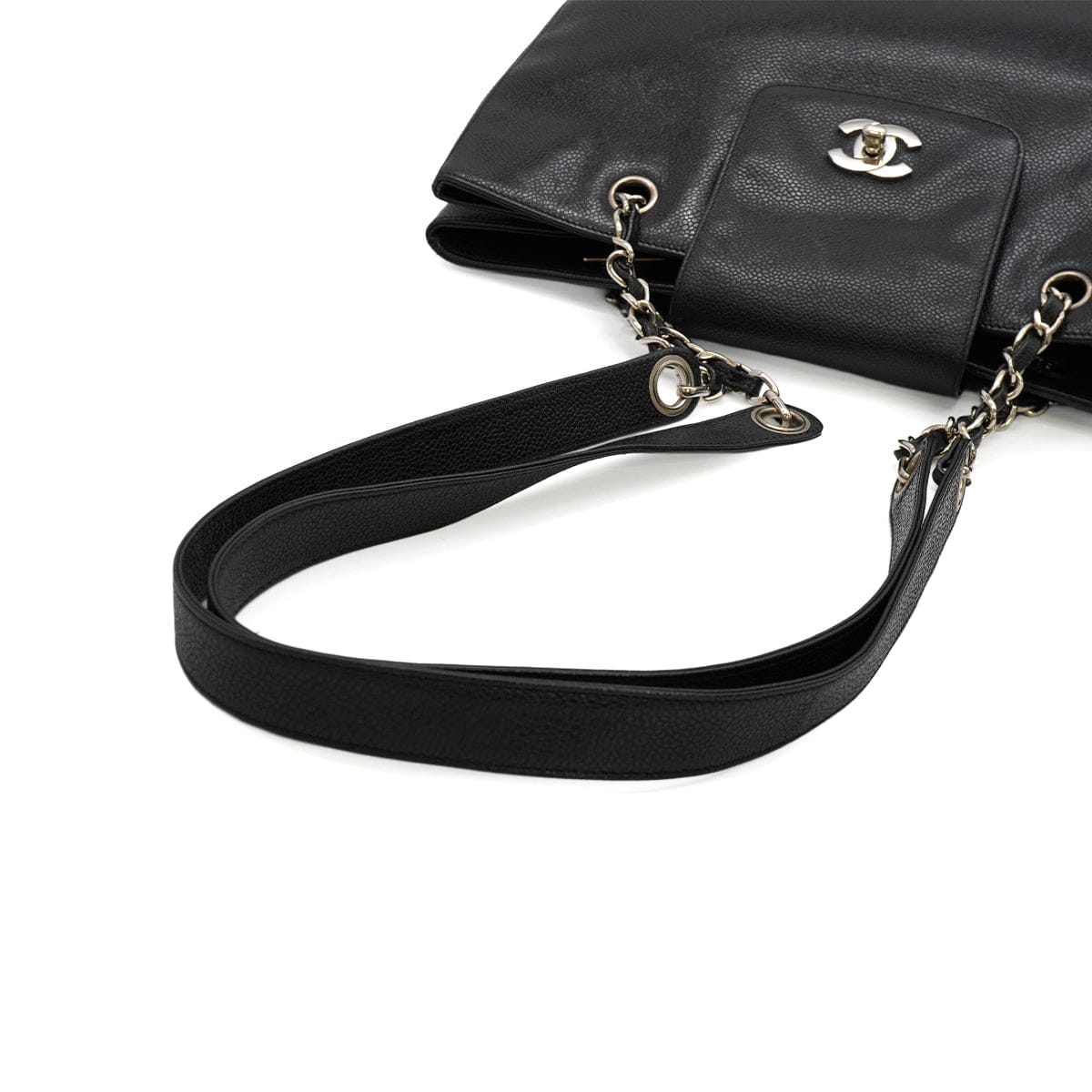 Chanel VINTAGE CHANEL CHAIN SHOULDER BAG BLACK CAVIAR SKIN SILVER HARDWARE 90344463