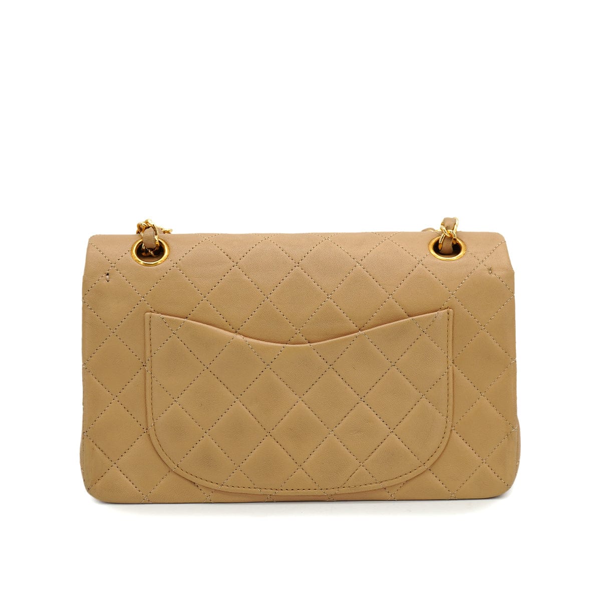 CHANEL VINTAGE CHANEL CLASSIC FLAP SMALL CHAIN SHOULDER BAG BEIGE LAMB SKIN GOLD HARDWARE 90315882