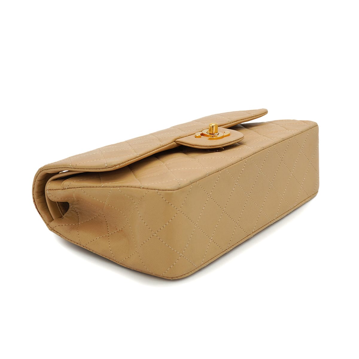 CHANEL VINTAGE CHANEL CLASSIC FLAP SMALL CHAIN SHOULDER BAG BEIGE LAMB SKIN GOLD HARDWARE 90315882