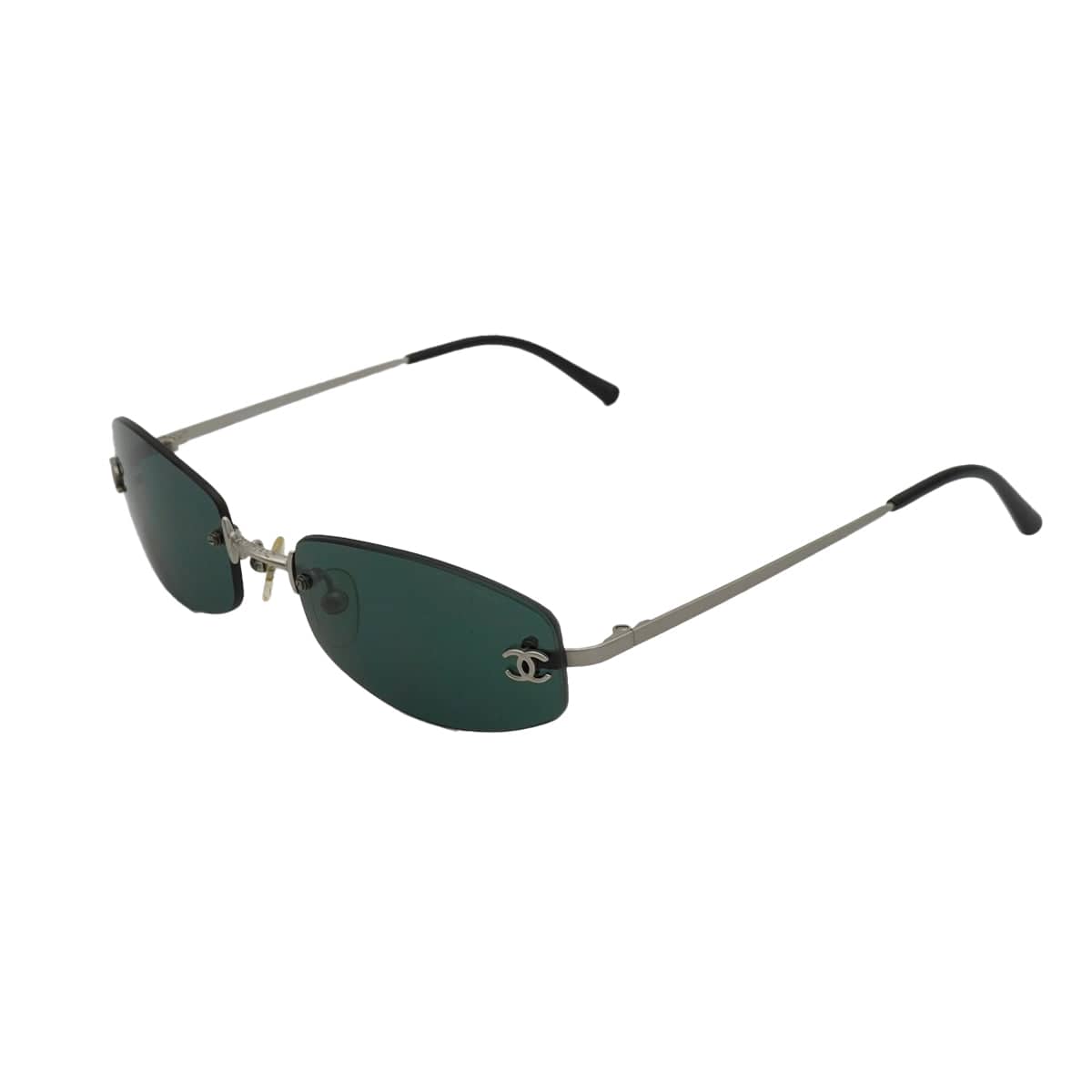 CHANEL VINTAGE CHANEL COCOMARK SUNGLASSES BLACK SILVER EYEWEAR 90327316
