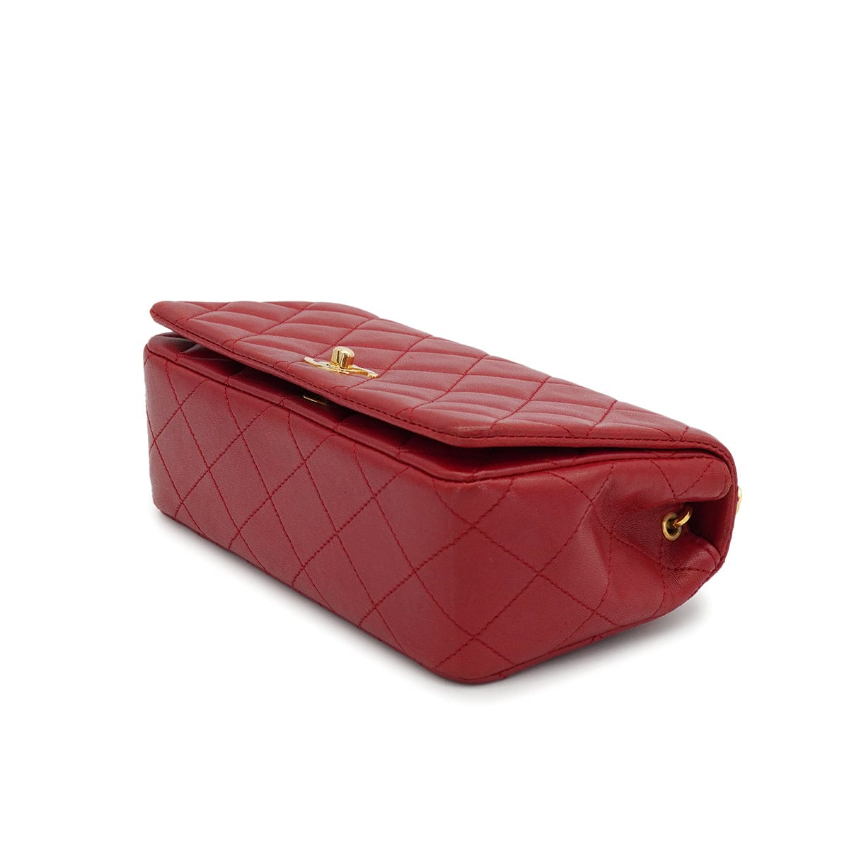CHANEL VINTAGE CHANEL FULL FLAP CHAIN SHUOLDER BAG RED LAMB SKIN GOLD HARDWARE 90327050