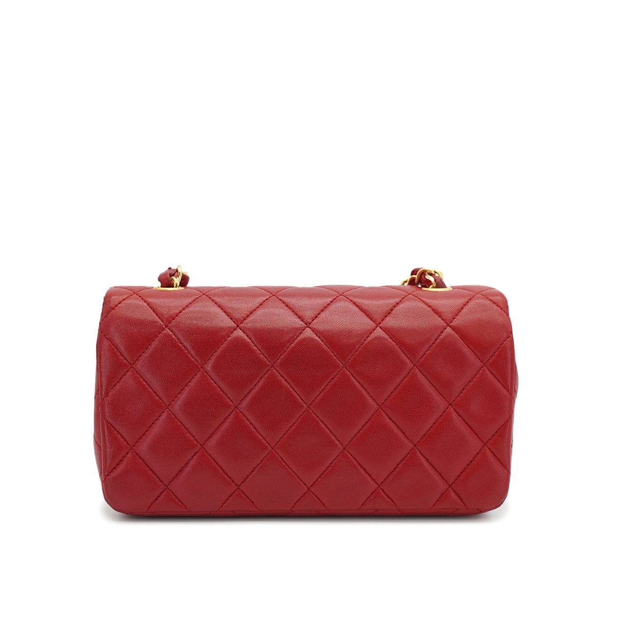 CHANEL VINTAGE CHANEL FULL FLAP CHAIN SHUOLDER BAG RED LAMB SKIN GOLD HARDWARE 90327050