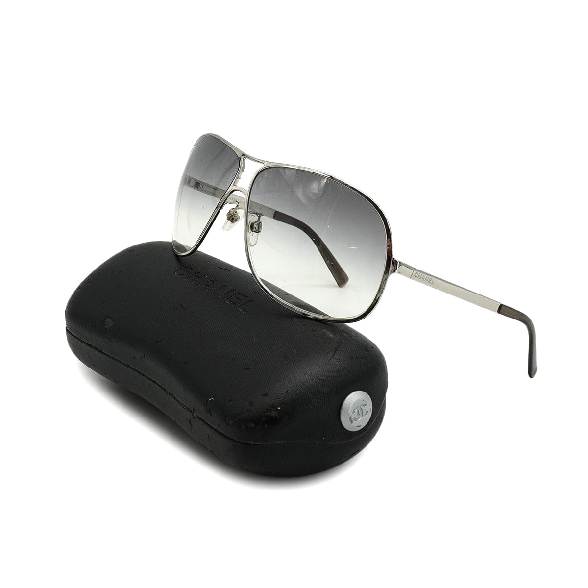CHANEL VINTAGE CHANEL LOGO SUNGLASSES SILVER EYEWEAR 90326599