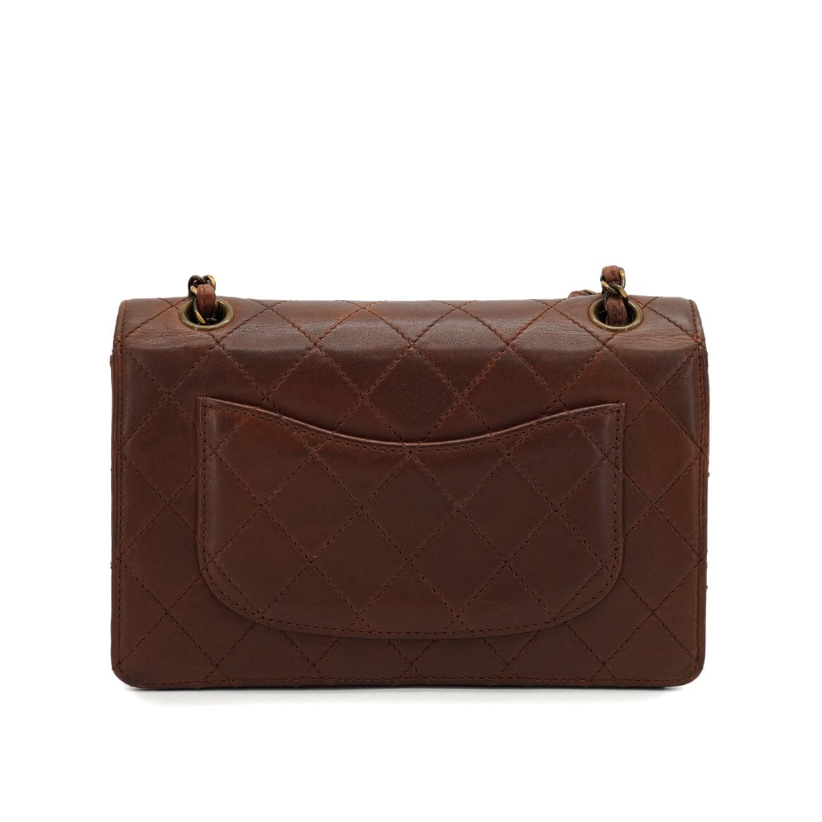 CHANEL VINTAGE CHANEL MATELASSE CHAIN SHOULDER BAG BROWN LEATHER GOLD HARDWARE 90326856