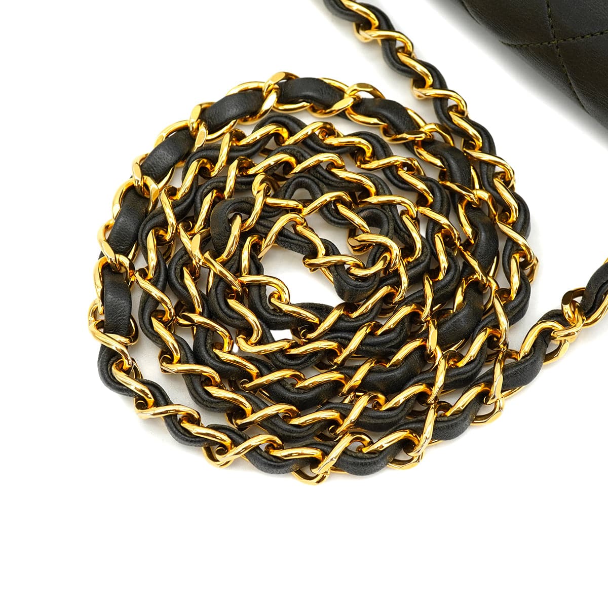 CHANEL VINTAGE CHANEL MATELASSE FULL FLAP CHAIN SHOULDER BAG KAHKI LAMB SKIN GOLD HARDWARE 90326673