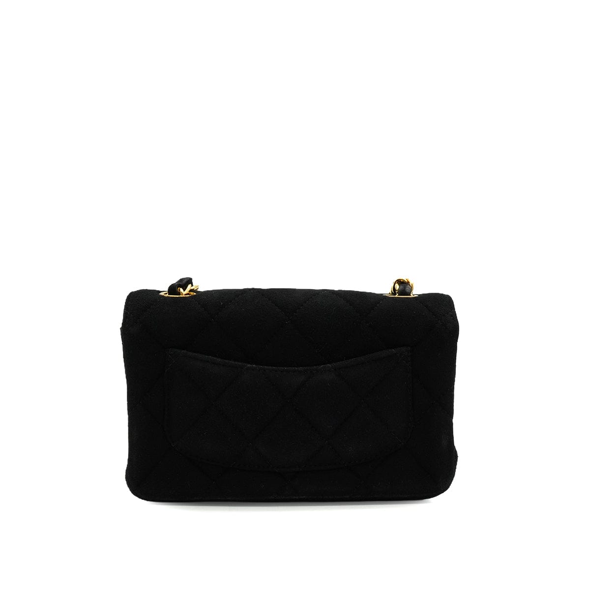 CHANEL VINTAGE CHANEL MINI MATELASSE CHAIN SHOULDER BAG BLACK SUEDE GOLD HARDWARE 90340486