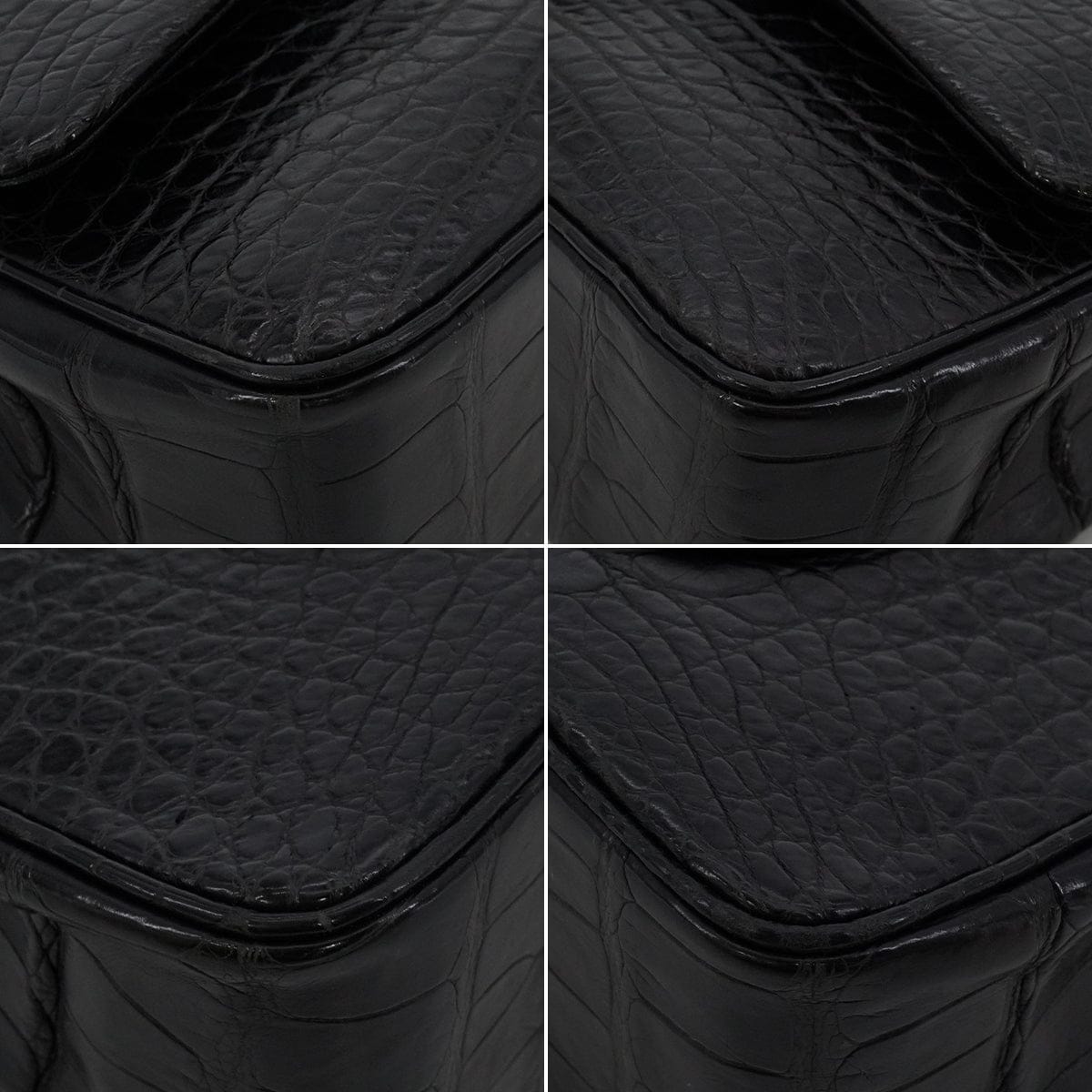 CHANEL VINTEGE CHANEL CLASSIC FLAP MEDIUM CHAIN SHOULDER BAG BLACK CROCODILE SILVER HARDWARE 90340464