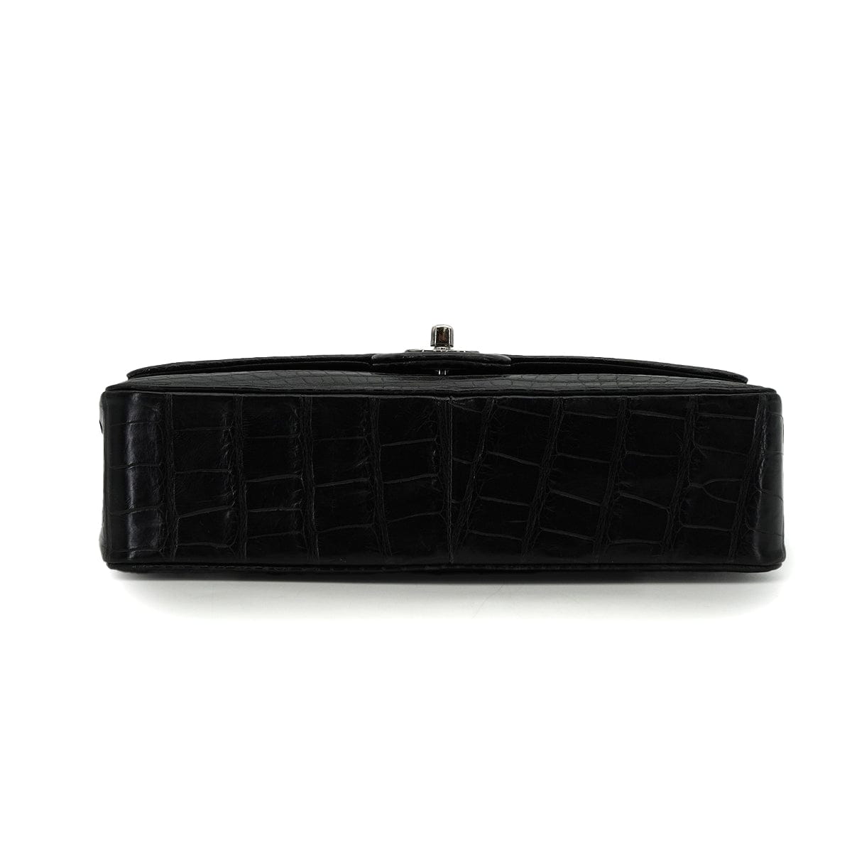 CHANEL VINTEGE CHANEL CLASSIC FLAP MEDIUM CHAIN SHOULDER BAG BLACK CROCODILE SILVER HARDWARE 90340464