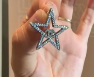Chanel Rhinestone Star Earrings Silver