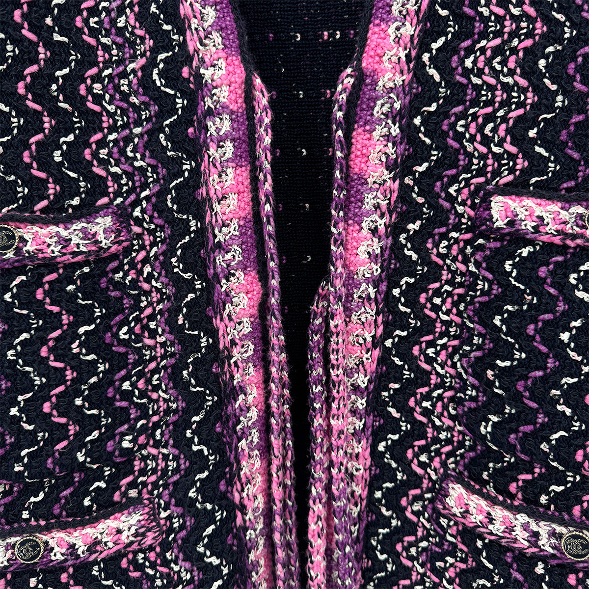 CHANEL COCO BUTTON CARDIGAN MULTICOLOR COTTON 46 P70 RTW 90311815