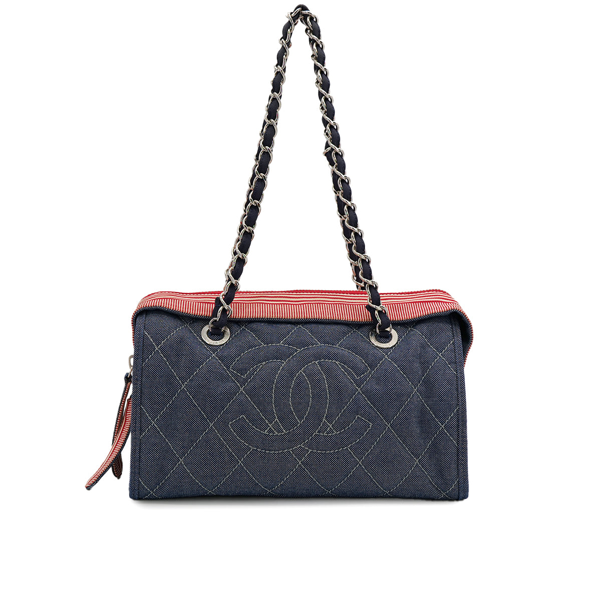 CHANEL MATELASSE COCOMARK CHAIN SHOULDER BAG BLUE RED DENIM 90313343