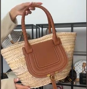 Chloe E26030639 Chloe Mercy Medium Ba Raffia