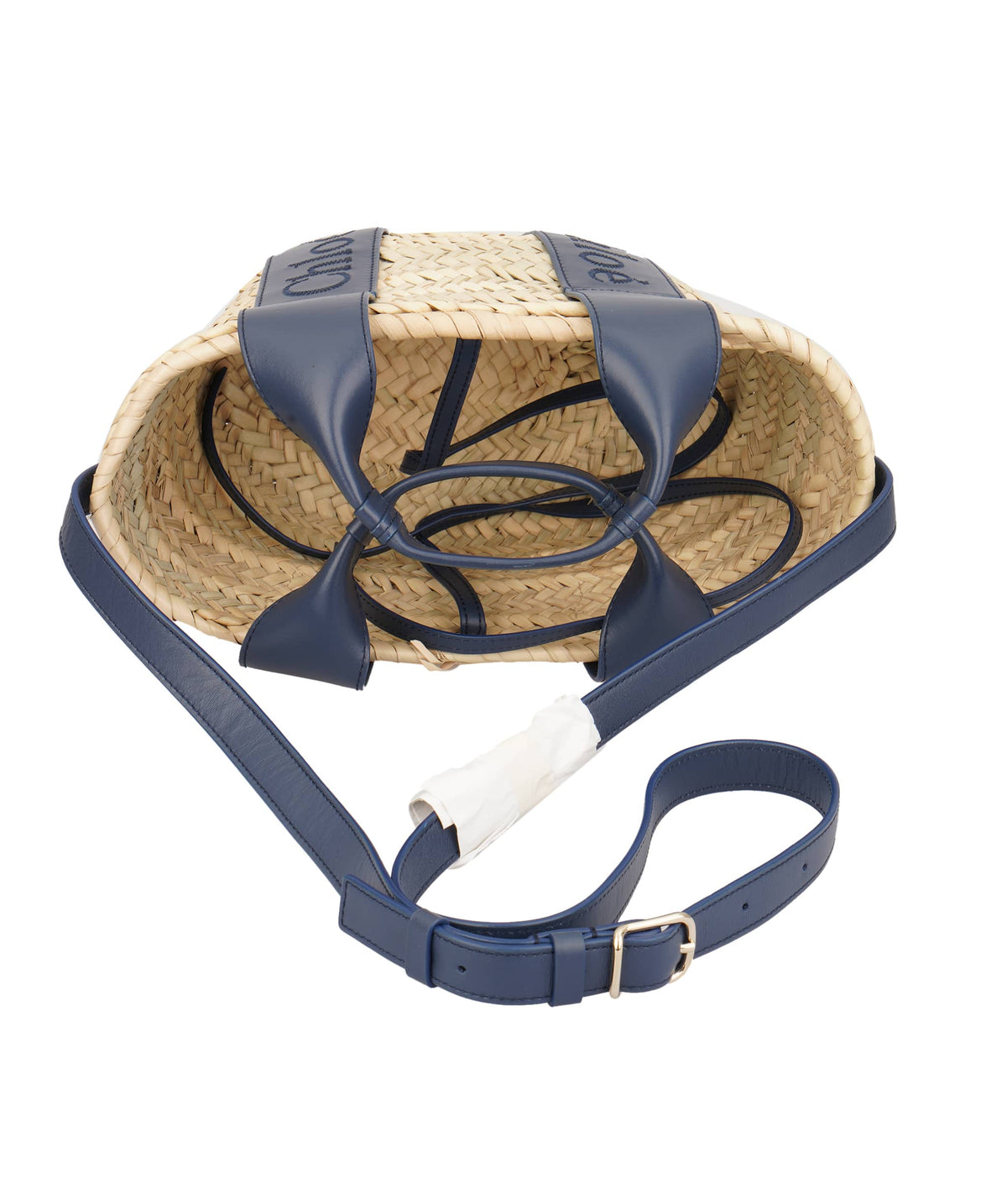 Chloe Chloe Small Straw Tote Bag with Night Blue Hardware