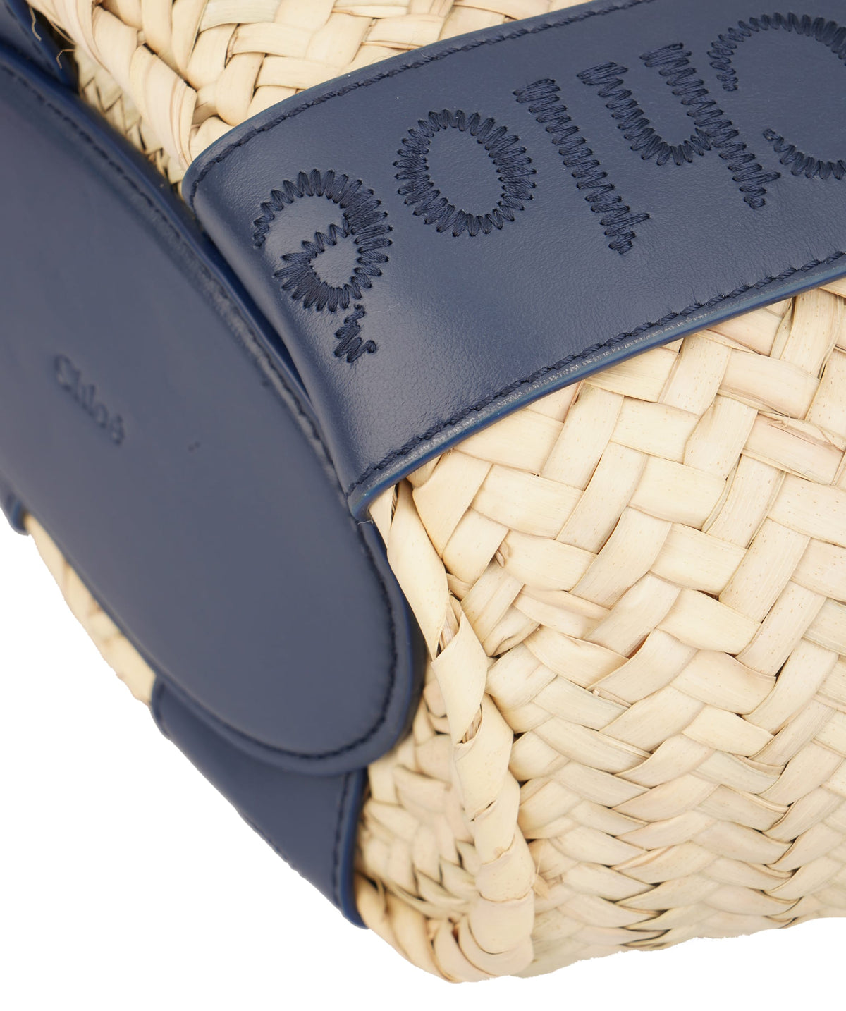 Chloe Chloe Small Straw Tote Bag with Night Blue Hardware