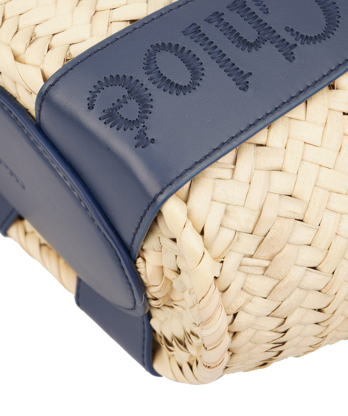 Chloe Chloe Small Straw Tote Bag with Night Blue Hardware