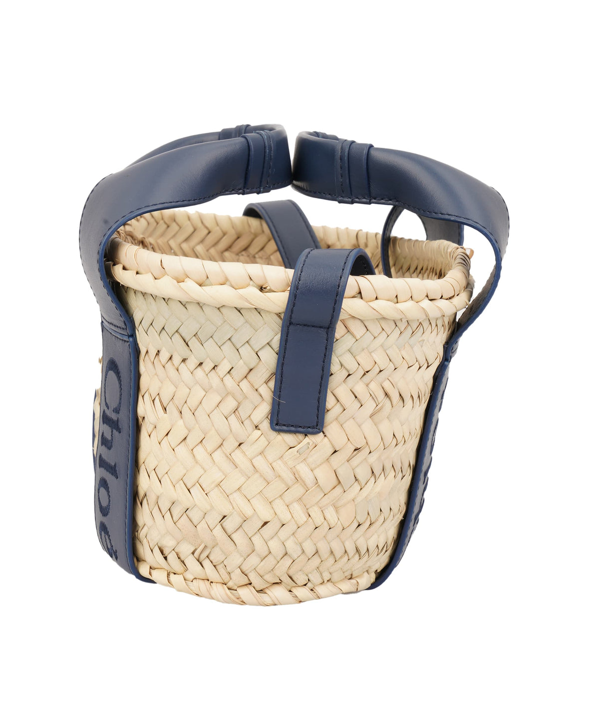 Chloe Chloe Small Straw Tote Bag with Night Blue Hardware