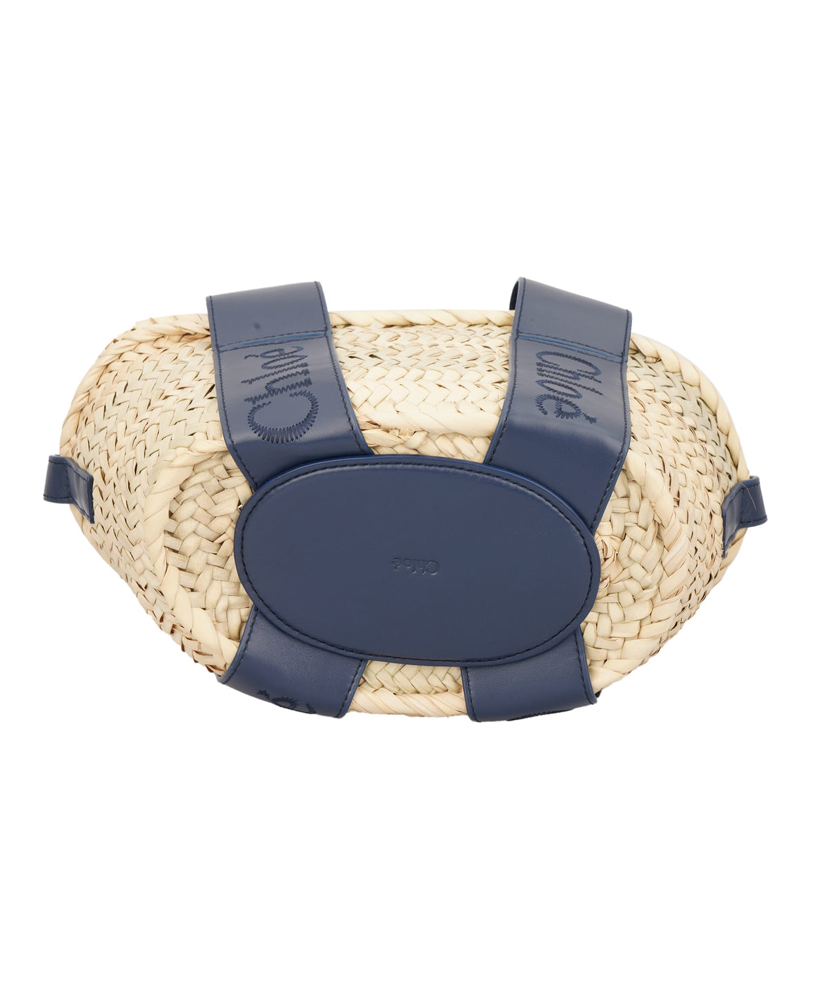 Chloe Chloe Small Straw Tote Bag with Night Blue Hardware