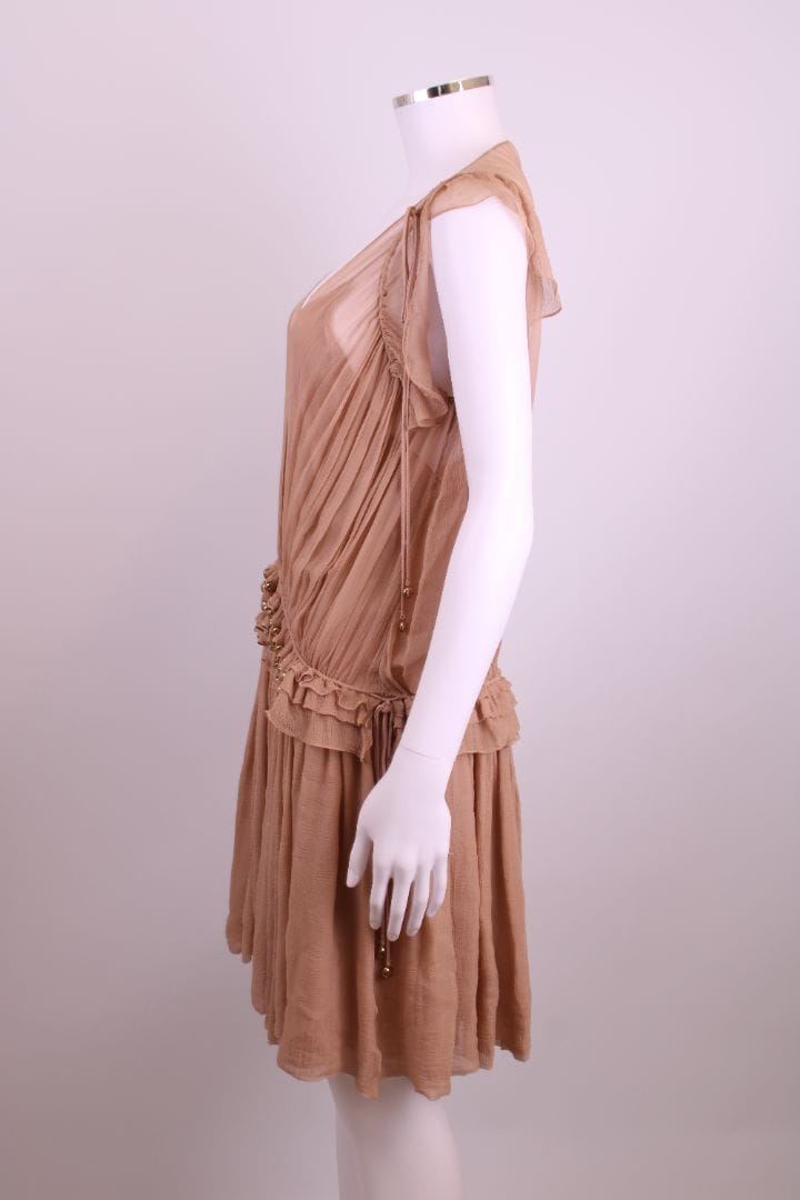 Chloe Chloe Drop Waist Bead Dress Nude 8