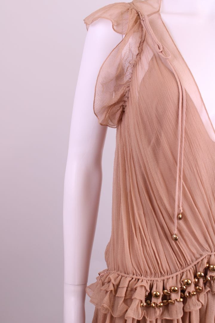 Chloe Chloe Drop Waist Bead Dress Nude 8