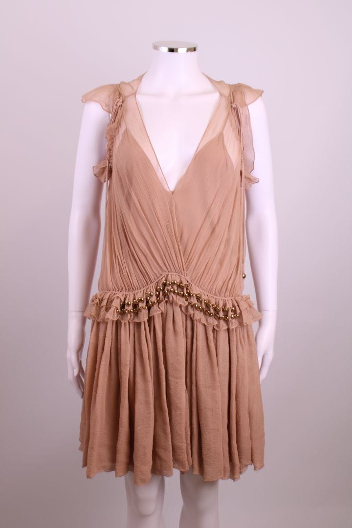 Chloe Chloe Drop Waist Bead Dress Nude 8