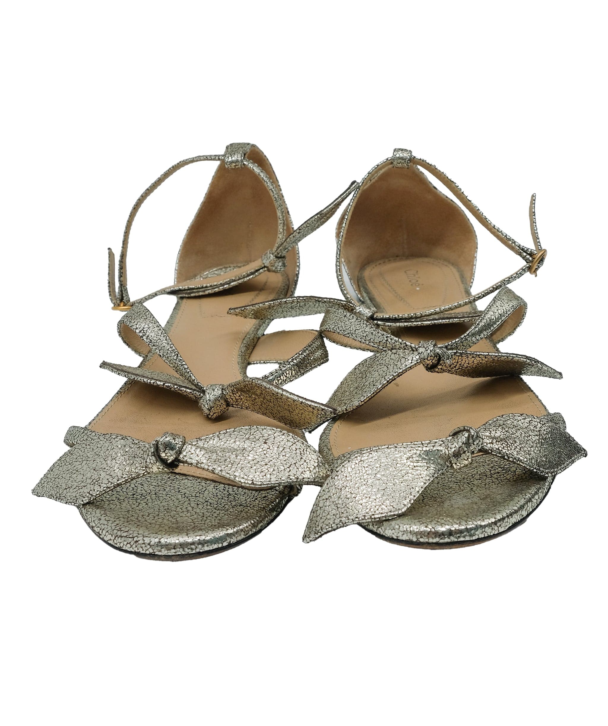 Chloé Chloe Flat Sandals Metallic Gold 36 RJC3291