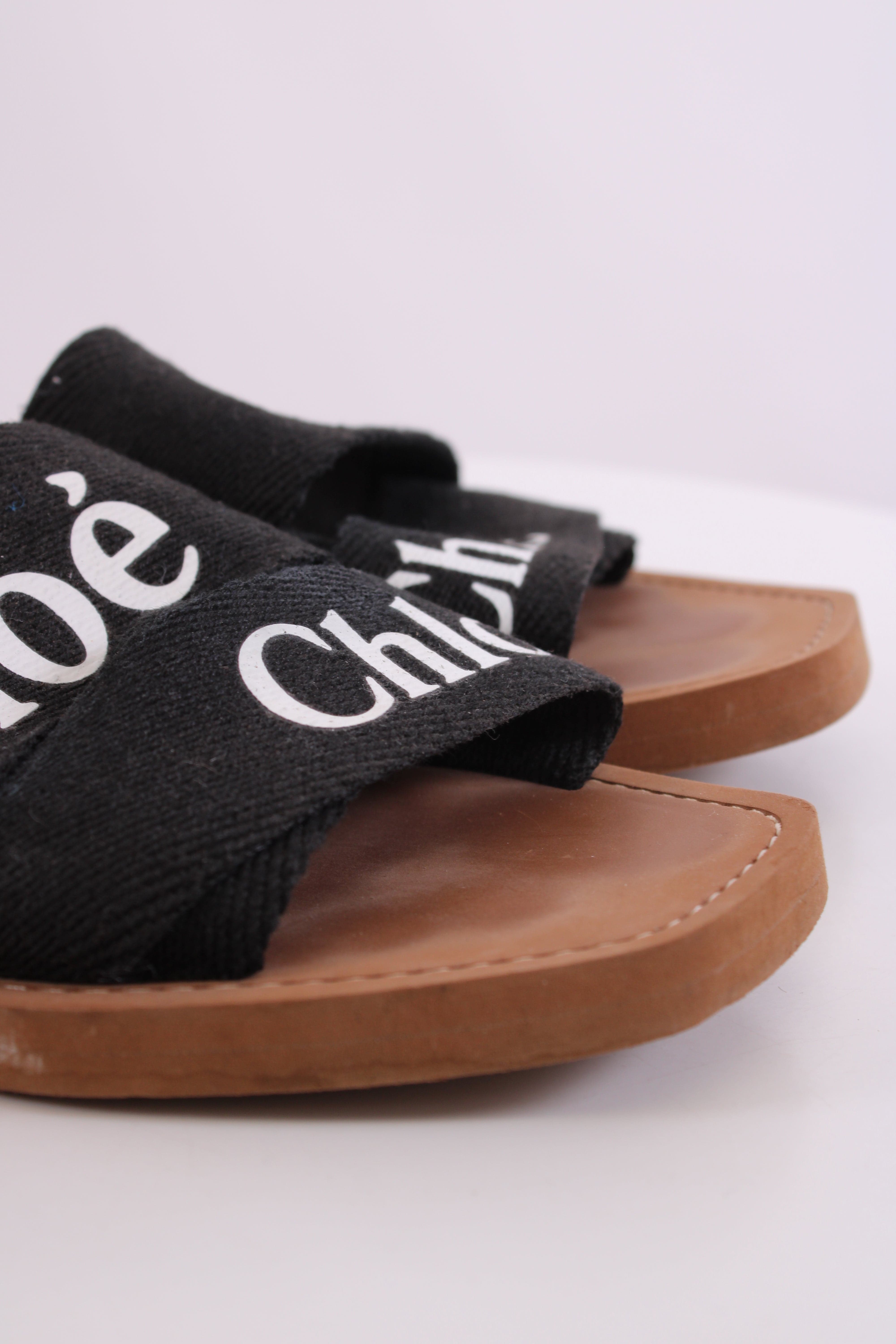 Chloe Chloe Woody Logo Mule Sandals Black 39